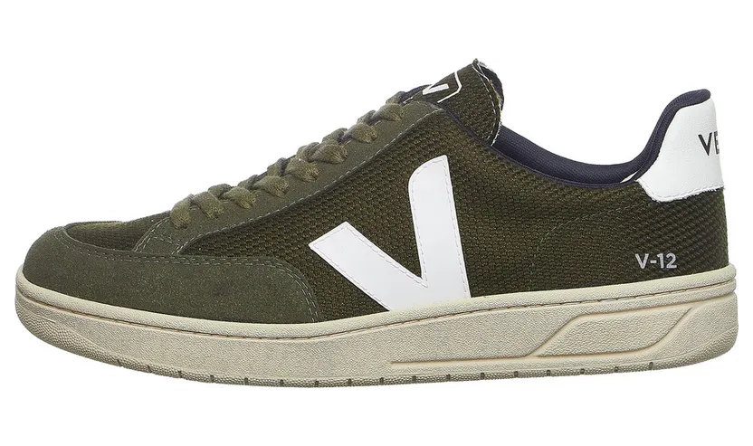 Veja V-12 Olive / White (XD0102820B)
