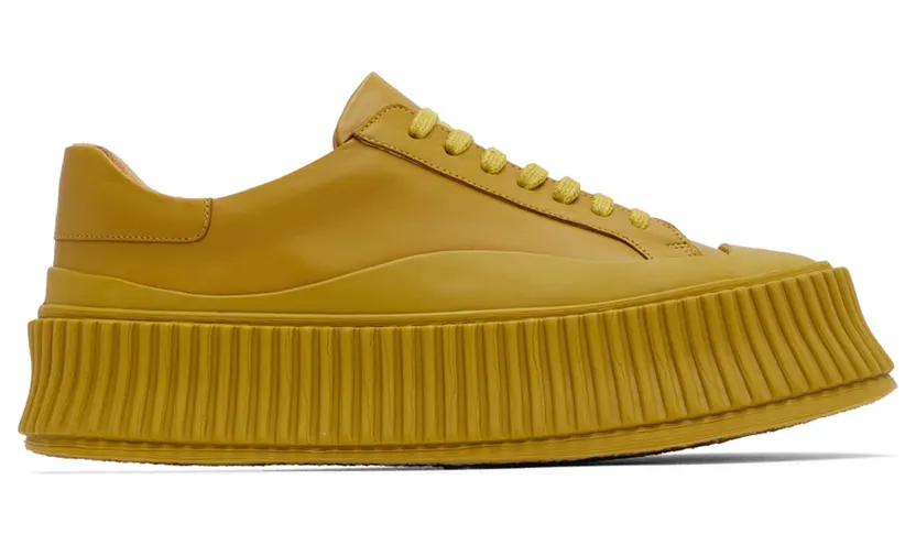 Jil Sander Yellow Agnellato Platform Sneakers (JS32108A_15213)