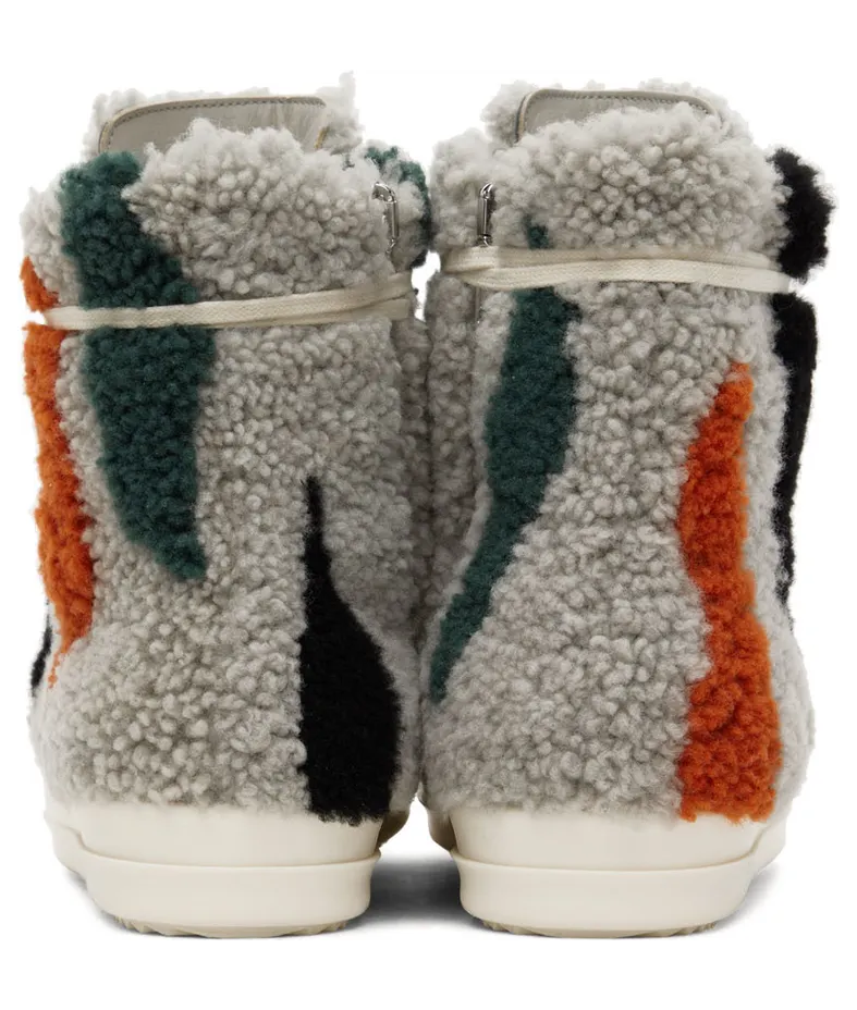 Rick Owens Gray Strobe Shearling Sneakers (RU02B2890 LSHPZE) (2)
