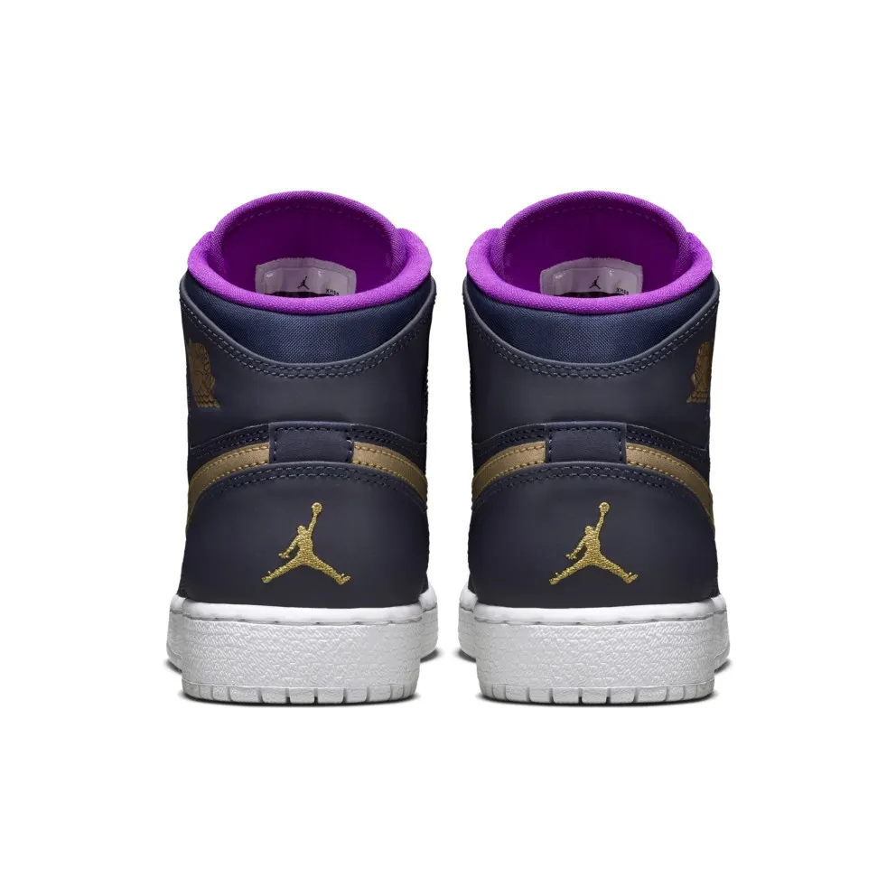 Jordan 1 Retro High Maya Moore (GS) Obsidian/Metallic Gold-White-Vivid Purple (332148-428)