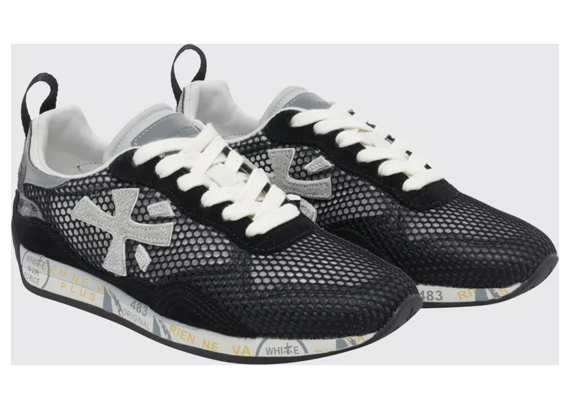 Premiata Mesh and Leather Runsead Sneakers Black (RUNSEAD8107)