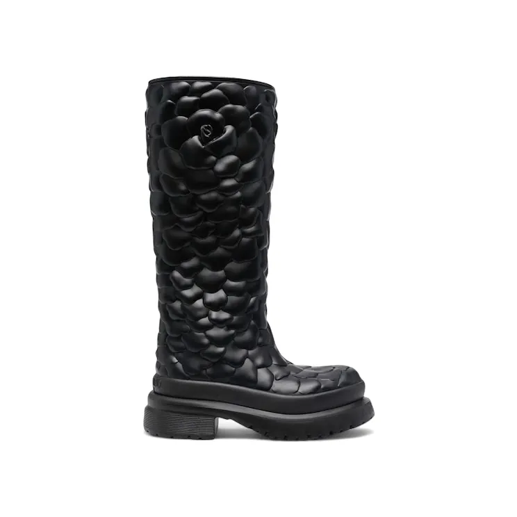 Valentino Garavani Atelier Floral-Embossed Mid-Calf Rain Boots Black (ZW2S0DC5 CKC 0NO)