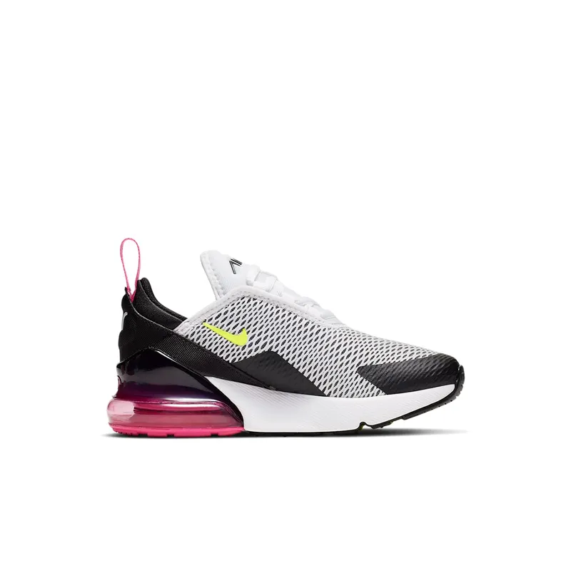 Nike Air Max 270 White Black Fuchsia Volt (PS) White/Black-Laser Fuchsia-Volt (AO2372-102)