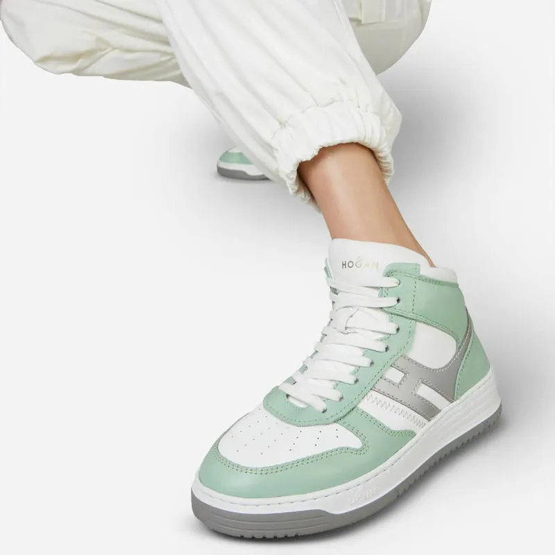 Sneakers Hogan H630 High Top White Green Silver (HXW6300EU40OE6543X) (6)