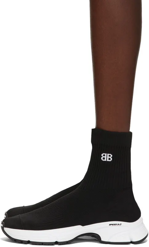 Balenciaga Black & White Speed 3.0 Sneakers (654466 W2DN1)