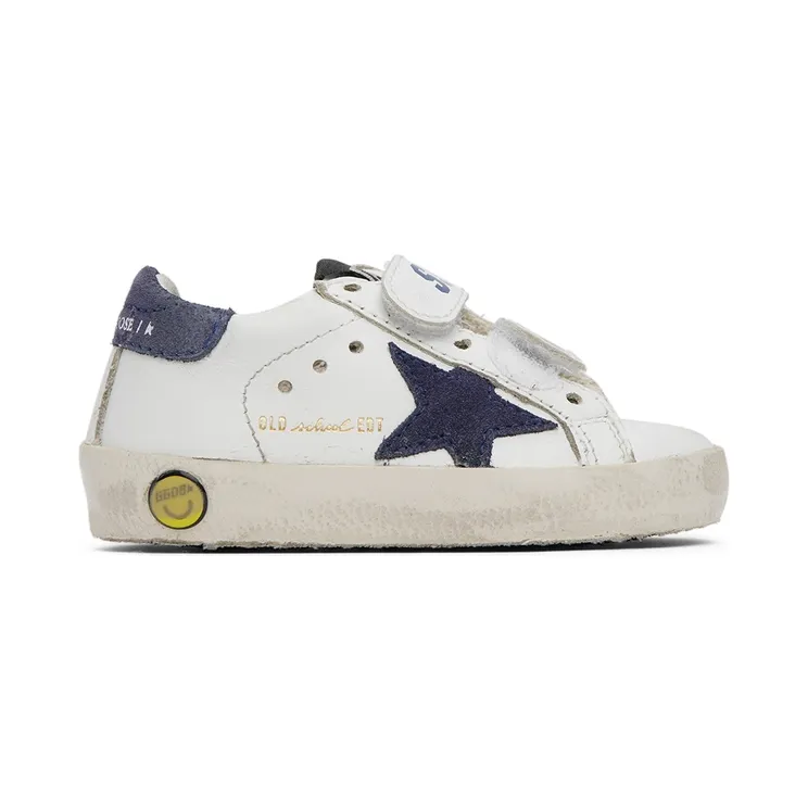 Golden Goose Baby White & Navy Old School Velcro Sneakers (GJF00111.F000418.10304)
