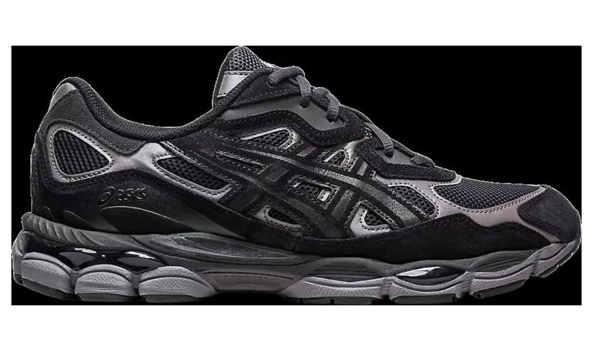 ASICS GEL-NYC “Graphite Grey Black” (1201A789-020): Grau auf dem Karton, Schwarz am Fuß (6)