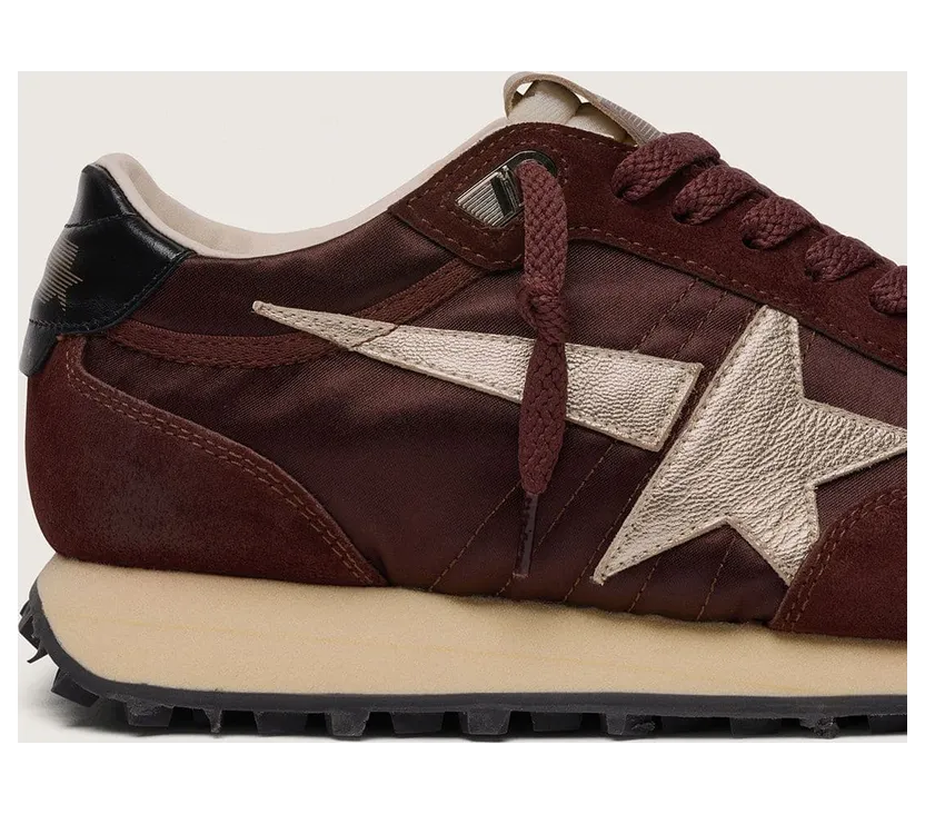 Golden Goose Marathon With Brown Satin Upper And Platinum Leather Star (GMF00683.F007841.55661) (5)