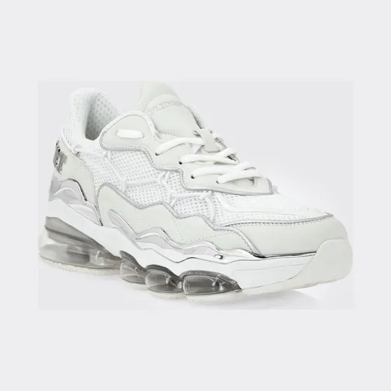 Plein Sport Mesh And Leather Sneakers White (PAESUSC0746STE003N0101)