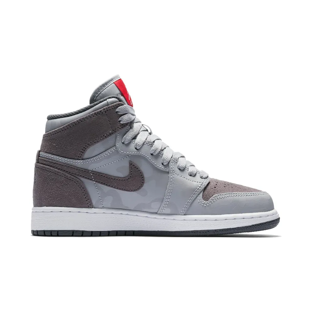Jordan 1 Retro High Camo 3M Wolf Grey (GS) Wolf Grey/Dark Grey-White-University Red (822858-027)