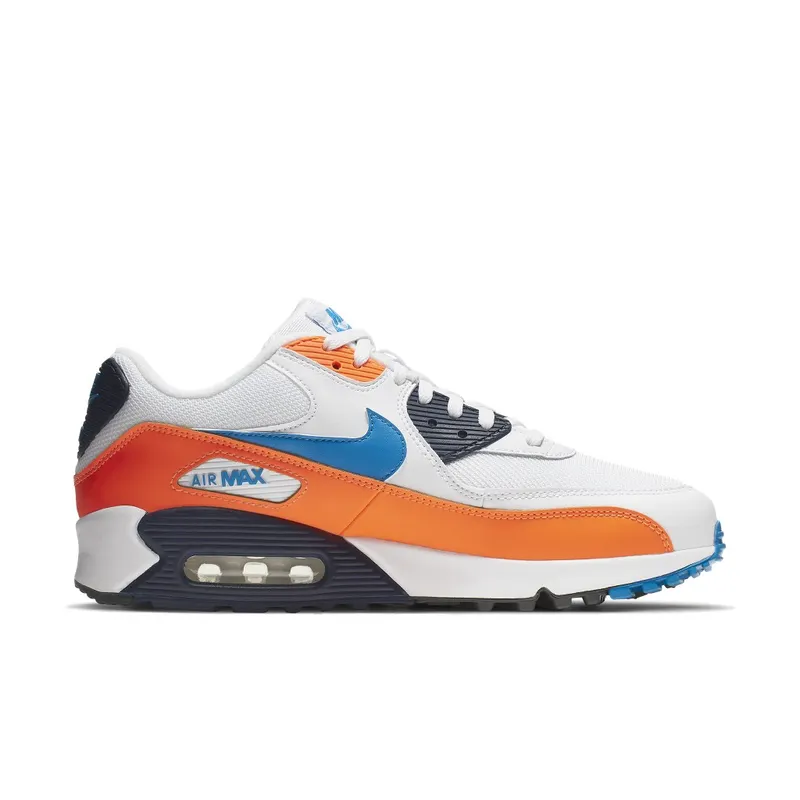 Nike Air Max 90 White Photo Blue Total Orange (2019) (AJ1285-104)