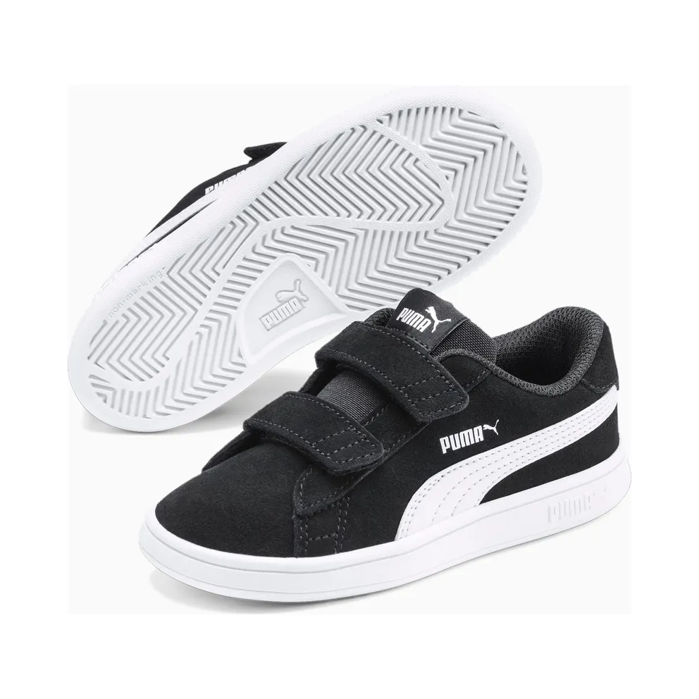 Puma Smash v2 Suede Tennis Shoes White/Black (365178-01)
