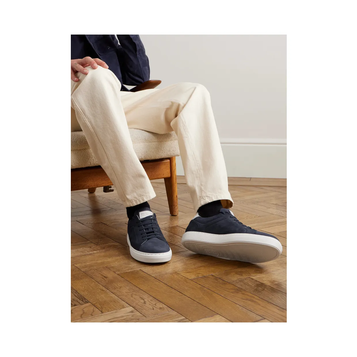 Brunello Cucinelli Nubuck Sneakers Navy (MZUDBTJ264) (2)