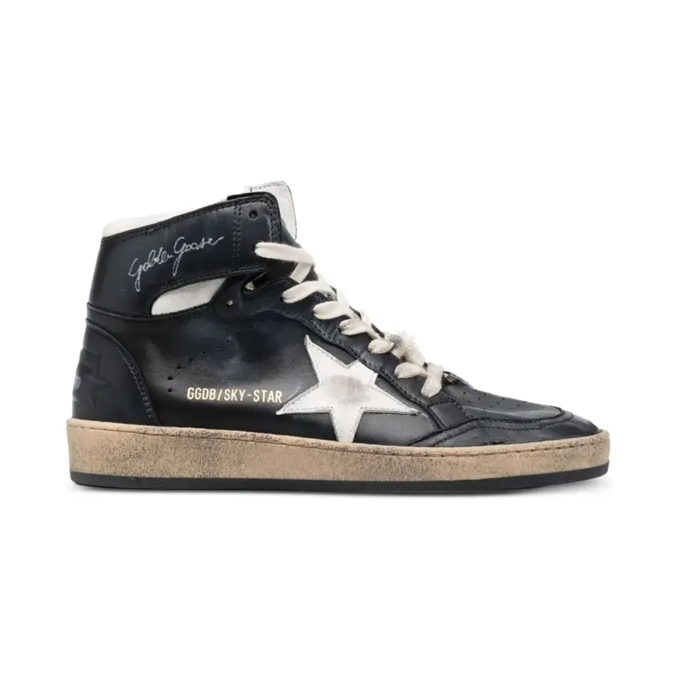 Golden Goose Sky-Star in black nappa leather with white leather star – Schwarz (GMF00230F002944)