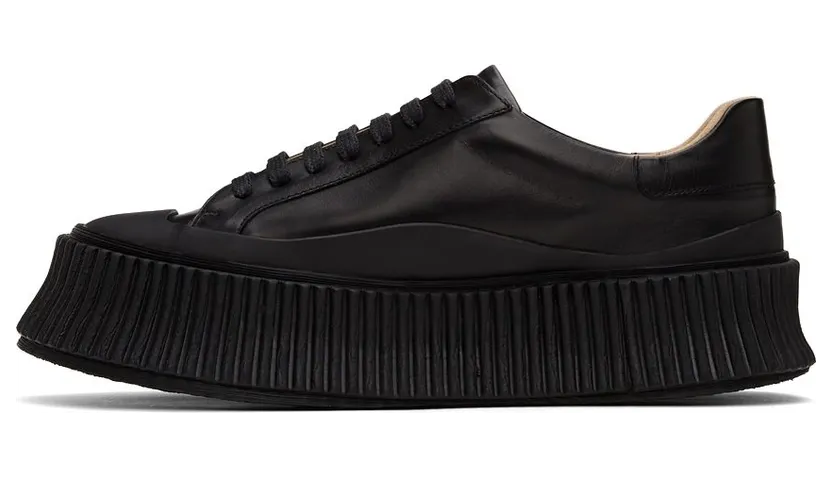 Jil Sander Black Leather Platform Sneakers (JS32108A_14020) (3)