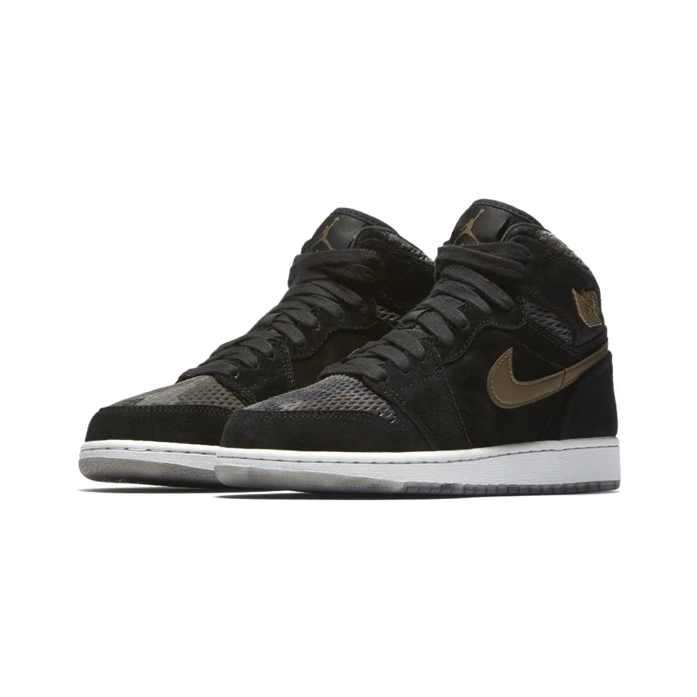 Jordan 1 Retro High Heiress Camo (GS) Black/Black-Metallic Field-Light Bone (832596-030)