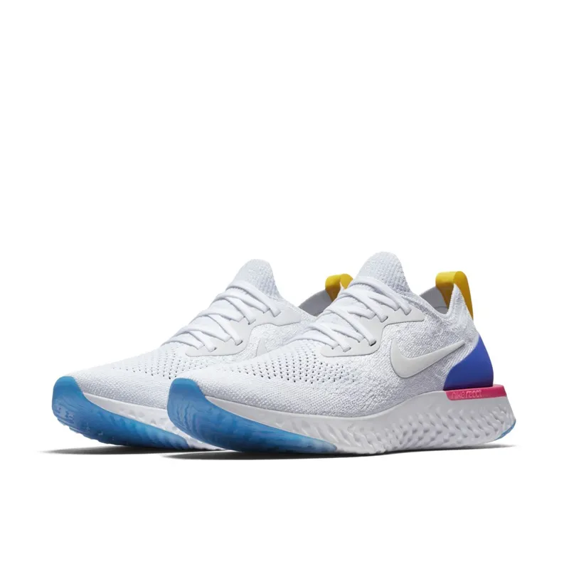 Nike Epic React Flyknit White Racer Blue Pink Blast (W) White/White-Racer Blue-Pink Blast (AQ0070-101)