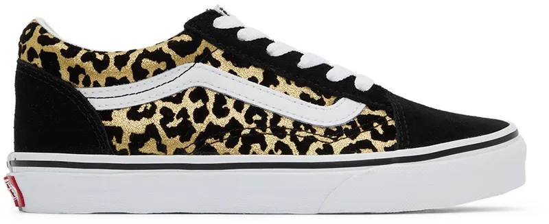Vans Kids Black & Gold Leopard Old Skool Little Kids (VN0A7Q5FABS1)
