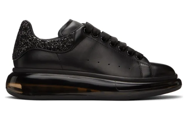 Alexander McQueen Black Glitter Oversized Sneakers (634611WHRH9)