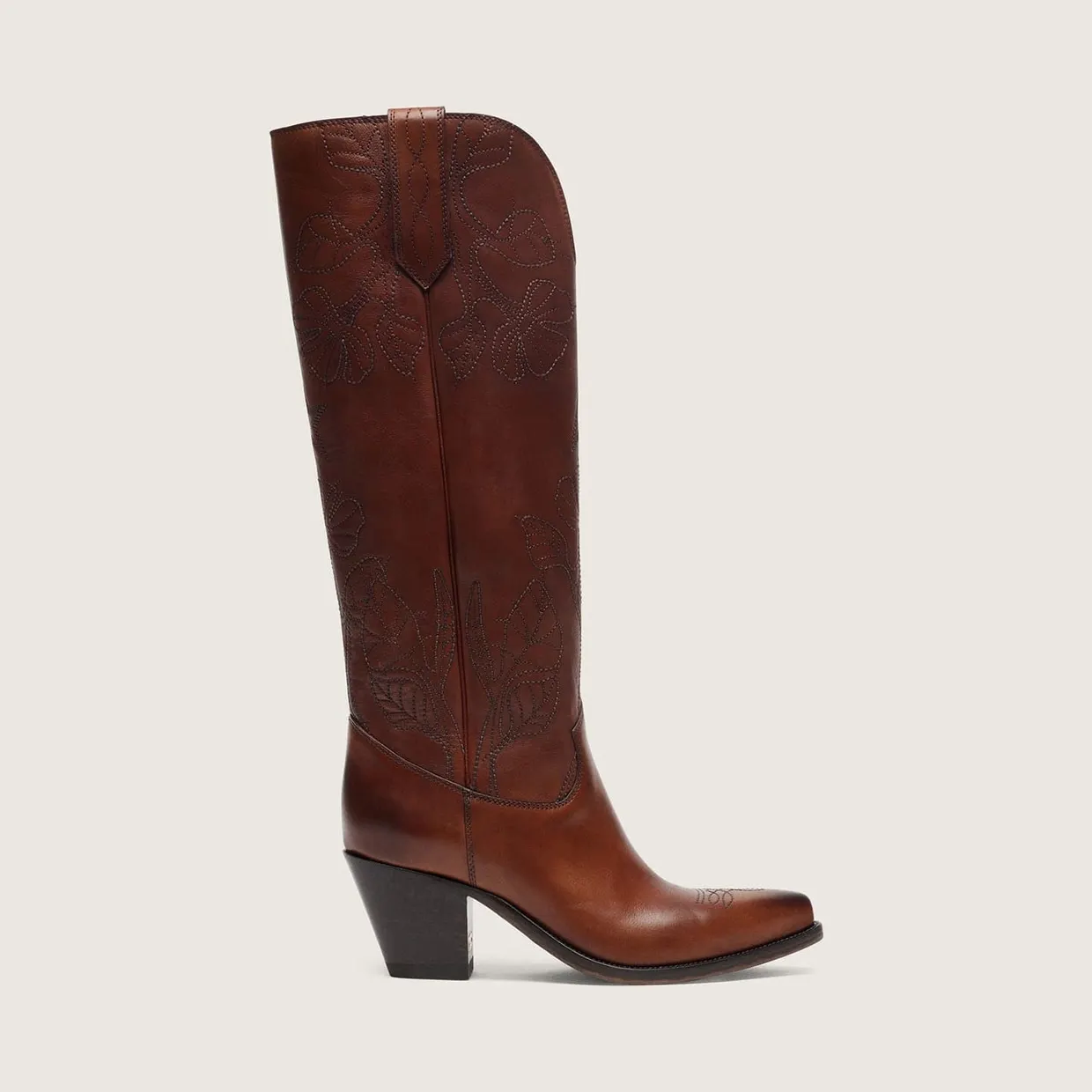 Golden Goose High Wish Star Boots In Brown Leather With Floral Embroidery (GWF01085.F008203.55100)