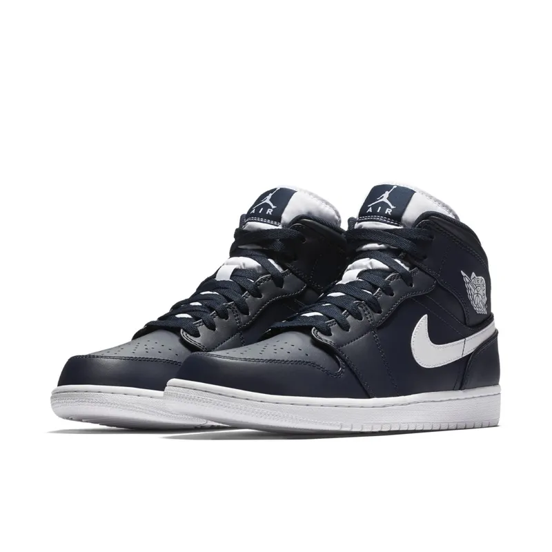 Jordan 1 Retro Mid Obsidian White Obsidian/White-White (554724-402)