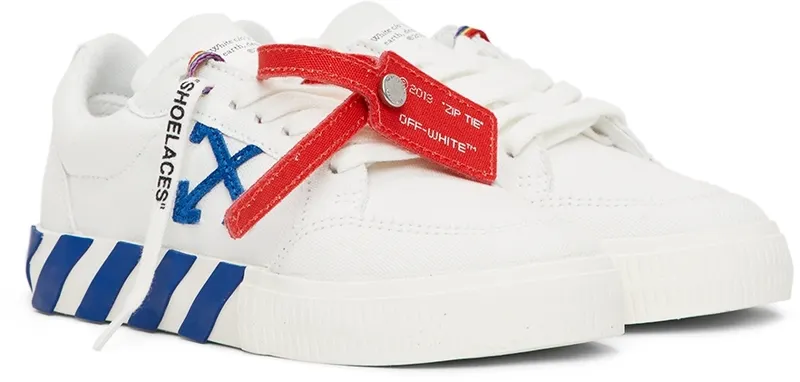 Off-White Kids White & Blue Canvas Vulcanized Low Sneakers (OBIA003F21FAB0010145)