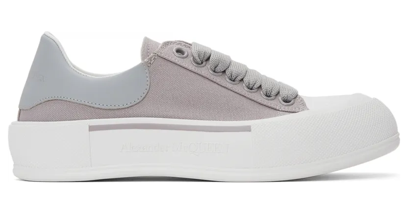 Alexander McQueen Grey & White Deck Plimsoll Sneakers (654594W4MVH)