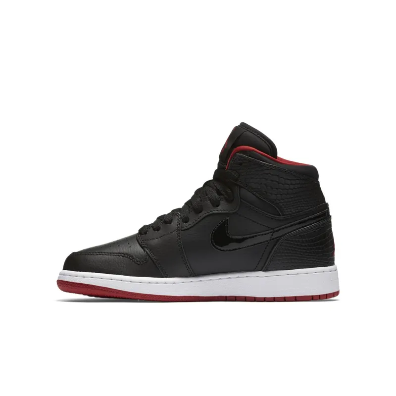 Jordan 1 Retro High Bred Snake (GS) Black/Gym Red-White (705300-021)