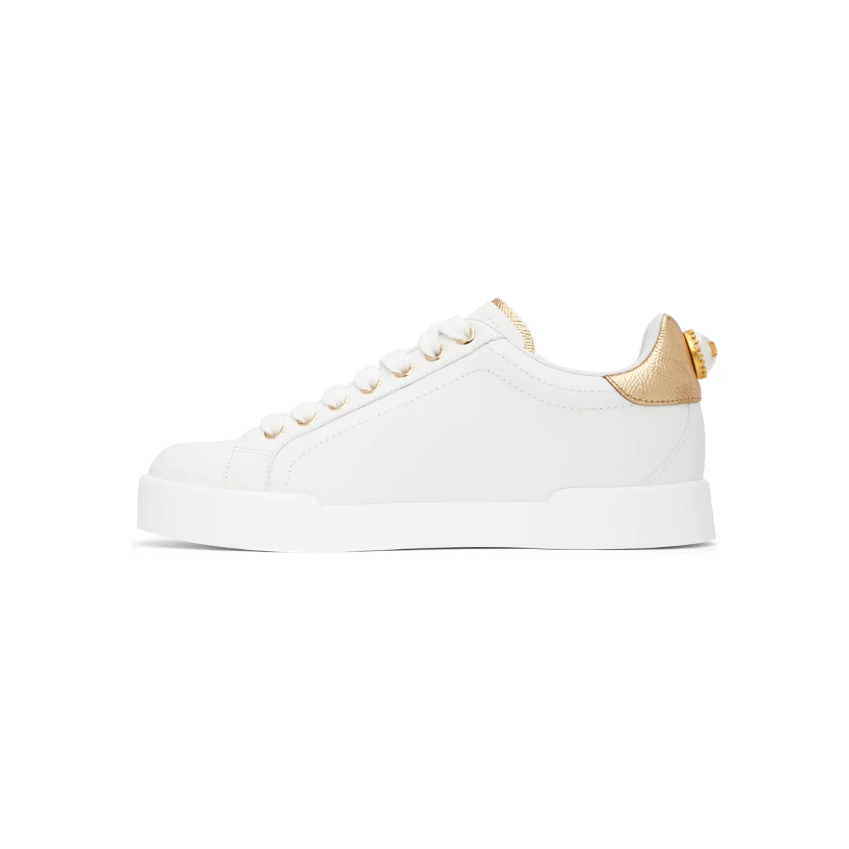 Dolce & Gabbana White & Gold Portofino Sneakers (CK1602 AN298) (3)