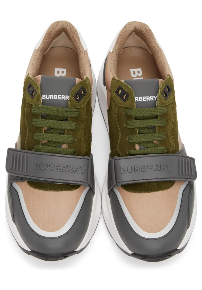 Burberry Green & Beige Ramsey Sneakers (8045292) (5)