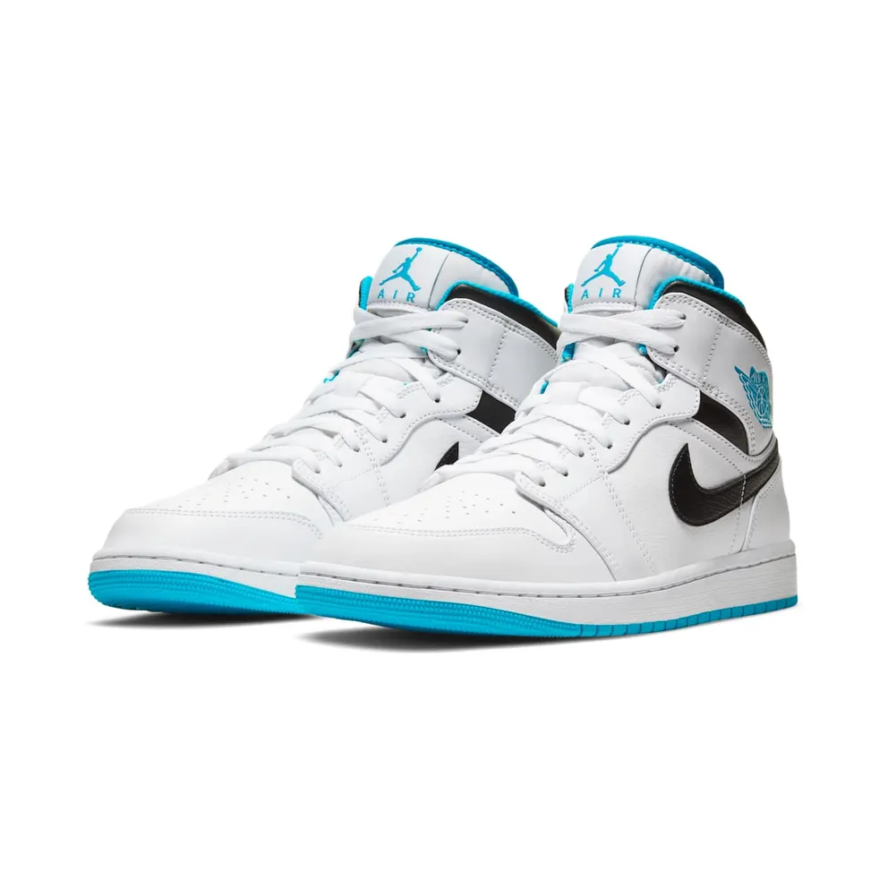 Jordan 1 Mid Laser Blue White/Laser Blue-Black (554724-141)