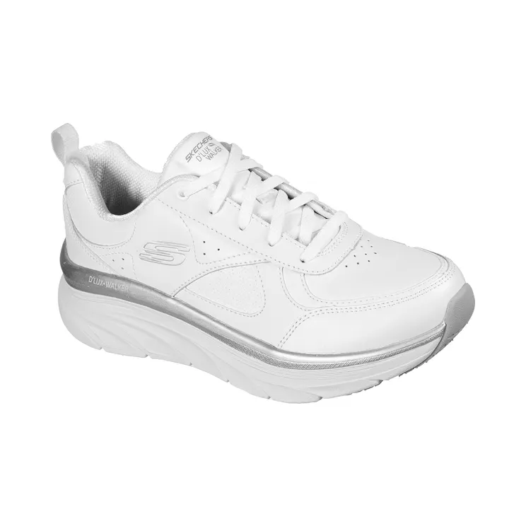 Skechers Relaxed Fit: D’Lux Walker Timeless Path “White / Silver (149312 Wsl)” (149312WSL)
