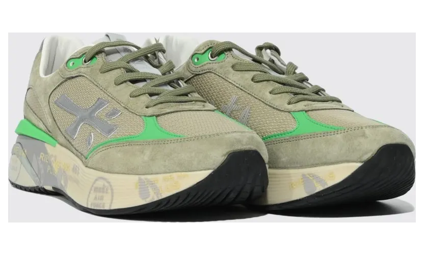 Premiata Moerund Suede and Nylon Sneakers Military (MOERUN8076)