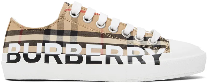 Burberry Logo Print Vintage Check Cotton Sneakers Archive Beige (W) (8024301)