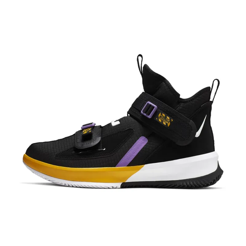 Nike LeBron Soldier 13 Lakers Black/White-University Gold-Bright Violet Style (AR4228-004)
