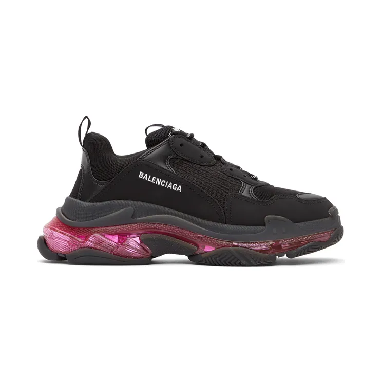 Balenciaga Black & Pink Triple S Sneakers (544351-W2FR1)