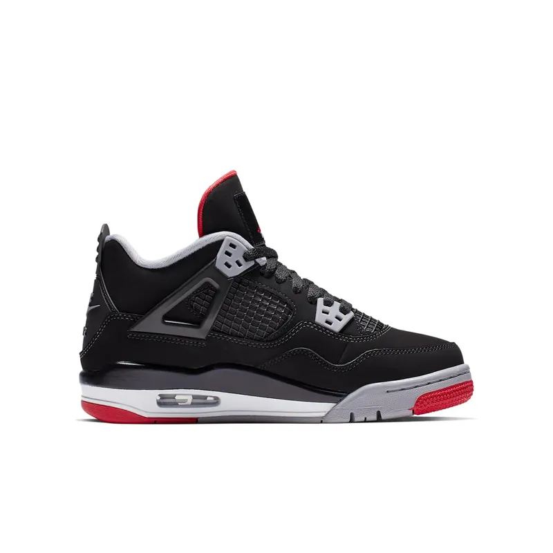 Jordan 4 Retro Bred 2019 (GS) Black/Fire Red-Cement Grey-Summit White (408452-060)