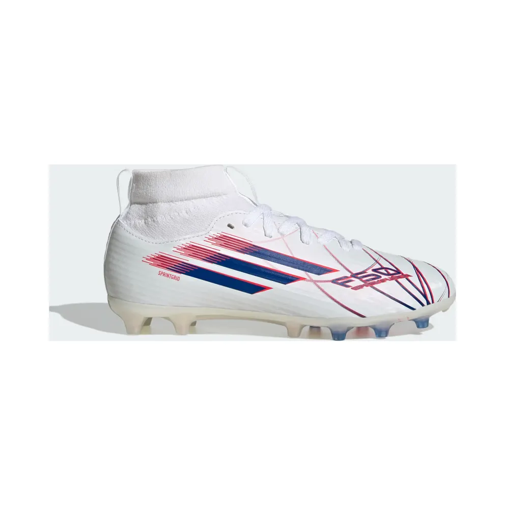 adidas F50 Sparkfusion League Mid Cut Firm Ground / Artificial Ground Football Boots Kids “Cloud White / Royal Blue / Lucid Red” (KJ1438)