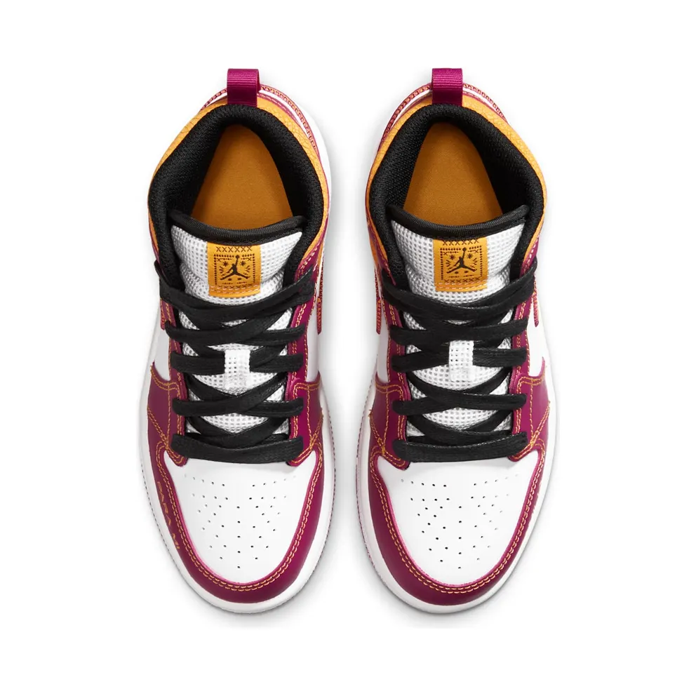 Jordan 1 Mid Dia de los Muertos (PS) White/Fuchsia-Orange-Black (DC0499-100)
