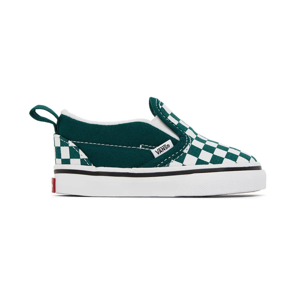 Vans Baby Green & White Checkerboard Slip-On V Sneakers (VN0A5EFK60Q)