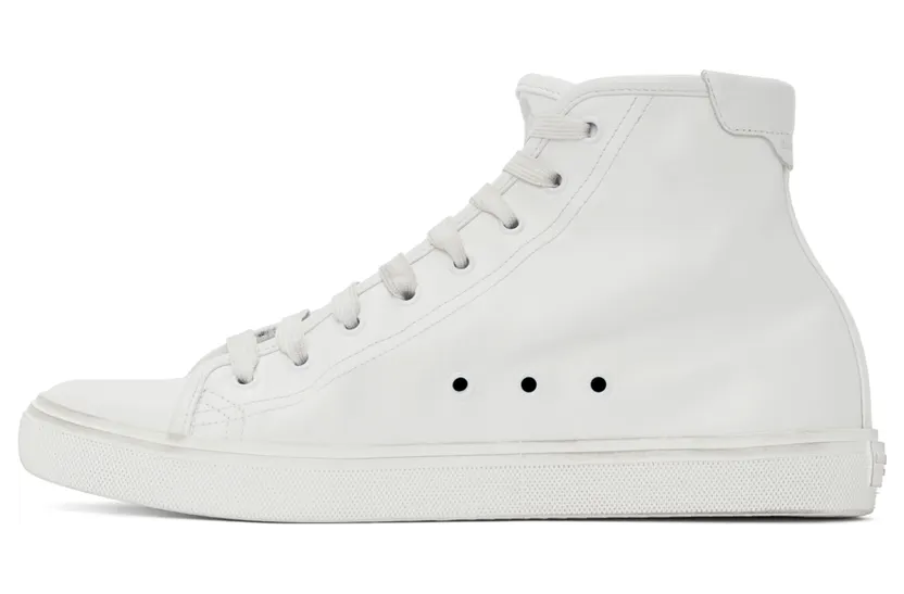 Saint Laurent White Leather Malibu Mid-Top Sneakers (64924900NG0) (3)