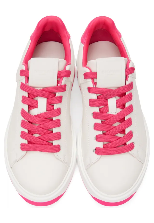 Balmain White & Pink B-Court Sneakers (XN1VI690LVTA) (5)