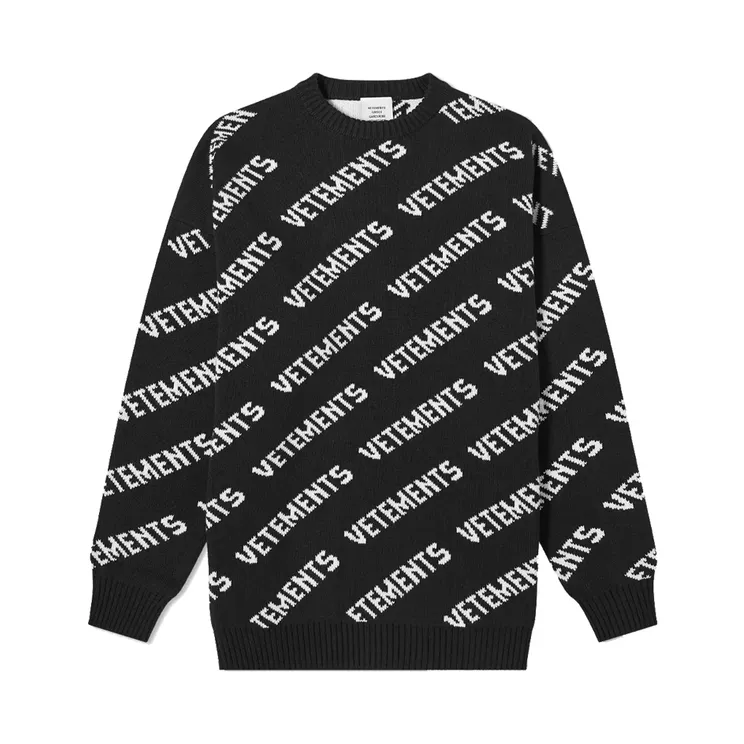 Vetements Allover Logo Knitwear Black White (EUE51KN200B)