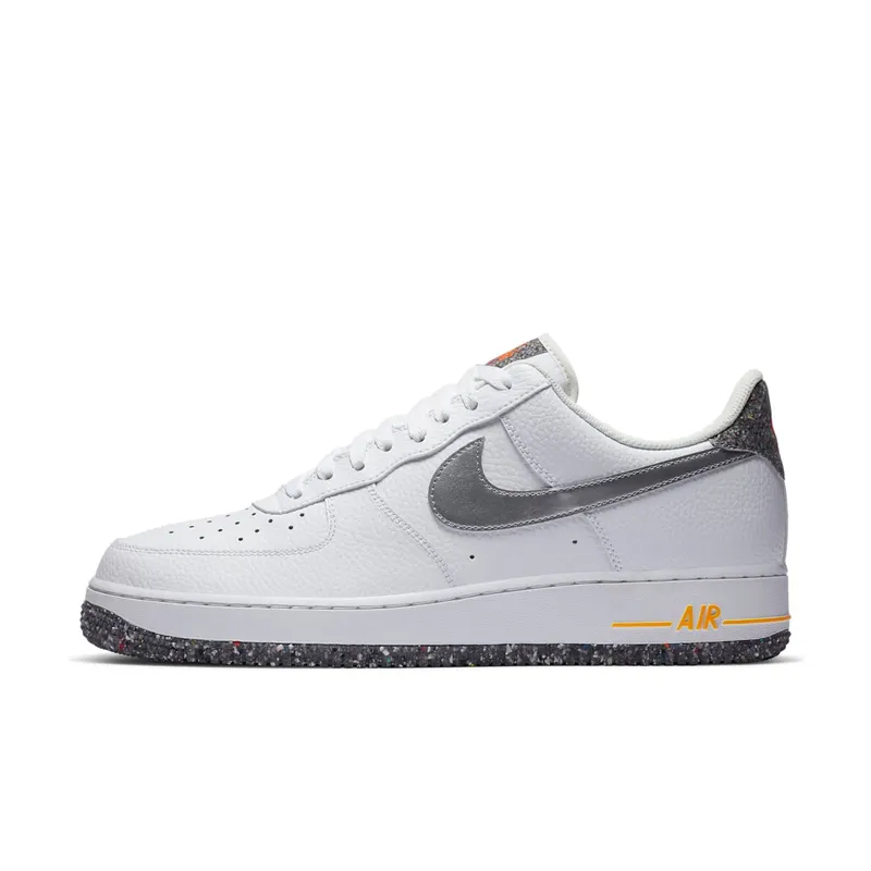 Nike Air Force 1 Crater Grind White White/Metallic Silver-Light Smoke Grey-Laser Orange (DA4676-100)
