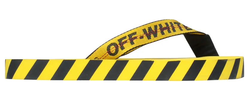 Off-White Diagonal Stripes Flip Flops Yellow Black AW 20