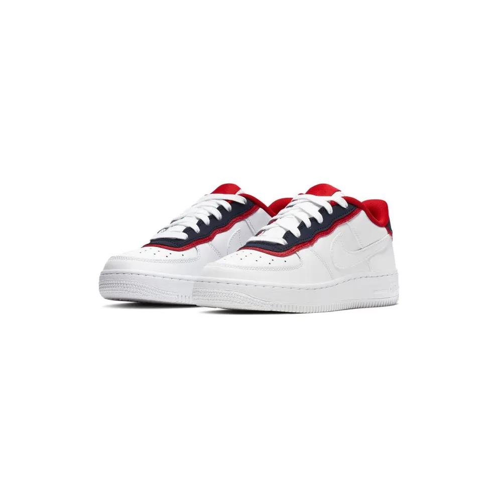 Nike Air Force 1 Low Double Layer White Obsidian Red (GS) White/Obsidian-University Red-White (BV1084-101)