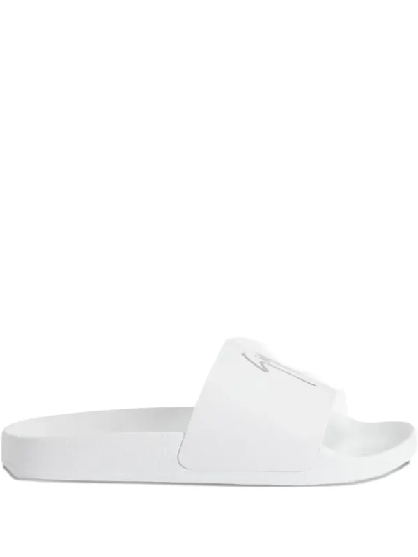 Giuseppe Zanotti Brett leren Slides verfraaid with logo – White (RW50026H04)