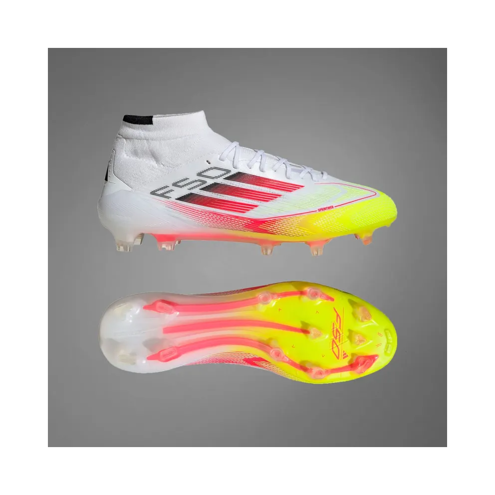 adidas F50 Elite Mid Firm Ground Boots “Cloud White / Lucid Red / Solar Yellow” (IE1457)