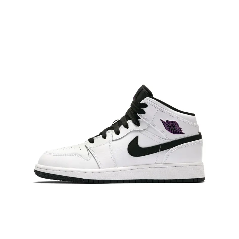 Jordan 1 Mid White Black Fuchsia Blast (GS) White/Black-Fuchsia Blast (555112-138)