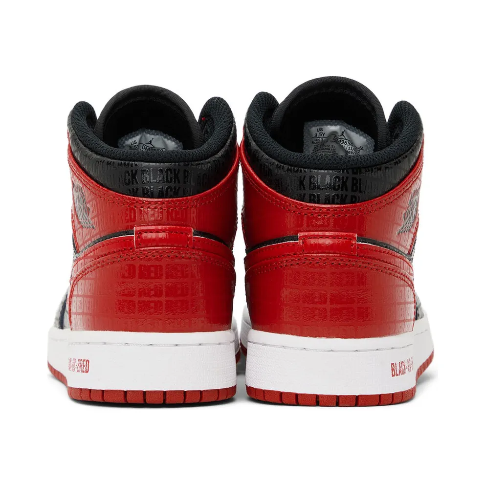 Air Jordan 1 Mid Bred Text (GS) (DM9650-001)